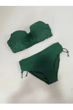 Kadın Zümrüt Yeşili Çiçek Desenli Elbise Model  Slipli Tankini HZL24S-LC4009