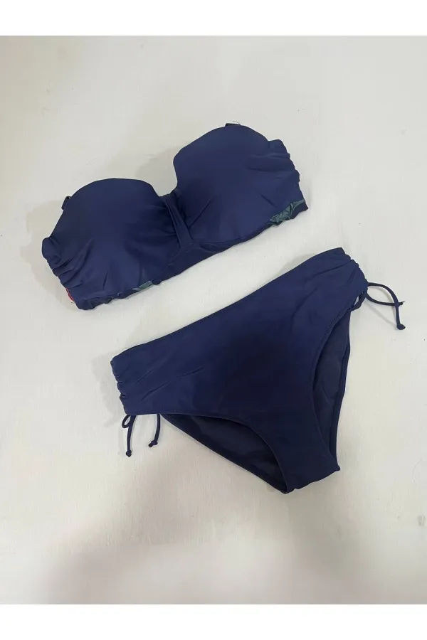 Kadın Lacivert Çiçek Desenli Elbise Model  Slipli Tankini HZL24S-LC4009