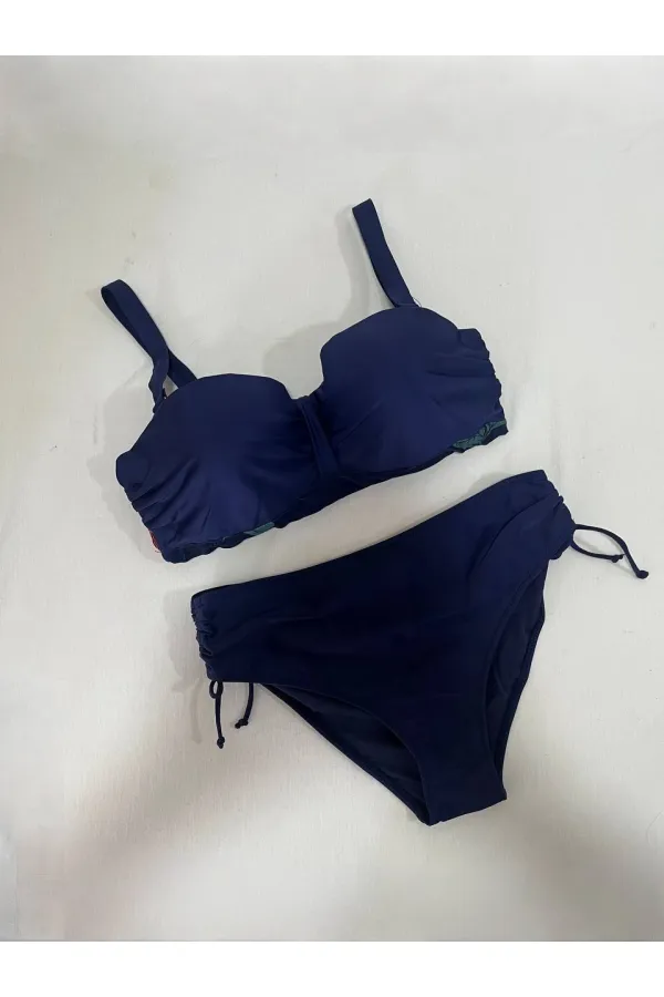 Kadın Lacivert Çiçek Desenli Elbise Model  Slipli Tankini HZL24S-LC4009