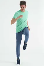 Tommylife Toptan Calvin O Yaka Standart Kalıp Basic Erkek T-Shirt 88245 Su Yeşili