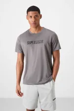 Tommylife Toptan O Yaka Standart Kalıp Aktif Spor Erkek T-Shirt 88385 Koyu Gri