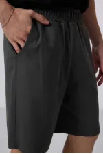 Tommylife Toptan Standart Fit Dokuma Hafif Esnek Chino Şort 81290 Antrasıt