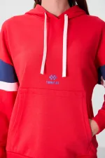 Tommylife Toptan Kapüşonlu Oversize Kadın Sweatshirt 97290 Fiesta
