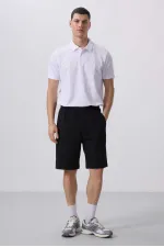 Tommylife Toptan Standart Fit Dokuma Hafif Esnek Chino Şort 81290 Siyah