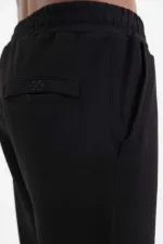 Tommylife Toptan Siyah Bağcıklı Ön Dikiş Detaylı Standart Kalıp Erkek Eşofman Alt - 84994