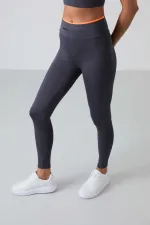 Tommylife Toptan Yüksek Bel Dar Paça Kadın Büstiyer Tayt Takım 95333 Antrasit