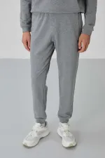 Tommylife Toptan Herbert Standart Kalıp Dik Yaka Erkek Eşofman Takım 85233 Gri Melanj