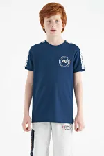 Tommylife Toptan O Yaka Standart Kalıp Baskılı Erkek Çocuk T-Shirt 11121 İndigo