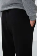 Tommylife Toptan Oversize Basic Düz Paça Erkek Eşofman Alt 82146 Siyah