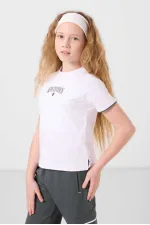 Tommylife Toptan O Yaka Baskılı Lastik Paça Kargo Cepli Kız Çocuk Eşofman Takım 75173 Beyaz Haki