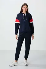 Tommylife Toptan Kapüşonlu Oversize Kadın Sweatshirt 97290 İndigo