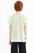 Tommylife Toptan O Yaka Standart Kalıp Erkek Çocuk T-Shirt 11120 Açık Yeşil