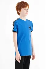 Tommylife Toptan Garson Boy O Yaka Standart Kalıp Baskılı Erkek Çocuk T-Shirt 11121 Saks