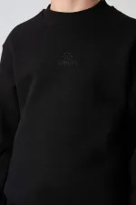 Tommylife Toptan Garson Boy O Yaka Standart Kalıp Basic Erkek Çocuk Sweatshirt 11232 Siyah