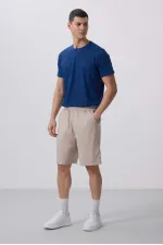 Tommylife Toptan Standart Fit Dokuma Hafif Esnek Chino Şort 81290 Taş