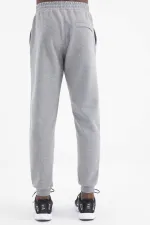 Tommylife Toptan Gri Melanj Bağcıklı Ön Dikiş Detaylı Standart Kalıp Erkek Eşofman Alt - 84994