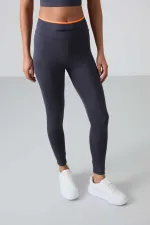 Tommylife Toptan Yüksek Bel Dar Paça Kadın Büstiyer Tayt Takım 95333 Antrasit