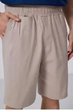 Tommylife Toptan Standart Fit Dokuma Hafif Esnek Chino Şort 81290 Taş