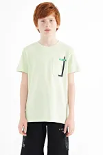 Tommylife Toptan O Yaka Standart Kalıp Erkek Çocuk T-Shirt 11120 Açık Yeşil
