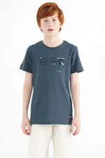 Tommylife Toptan O Yaka Standart Kalıp Baskılı Erkek Çocuk T-Shirt 11145 Orman Yeşili