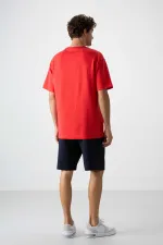 Tommylife Toptan O Yaka Oversize Erkek T-Shirt Şort Takım 85250 Fiesta - Lacivert