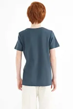 Tommylife Toptan O Yaka Standart Kalıp Baskılı Erkek Çocuk T-Shirt 11145 Orman Yeşili