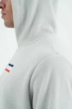 Tommylife Toptan Hern Kapüşonlu Standart Kalıp Nakışlı Erkek Polar Sweatshirt 88301 Taş