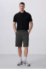 Tommylife Toptan Standart Fit Dokuma Hafif Esnek Chino Şort 81290 Antrasıt