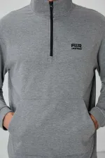 Tommylife Toptan Herbert Standart Kalıp Dik Yaka Erkek Eşofman Takım 85233 Gri Melanj