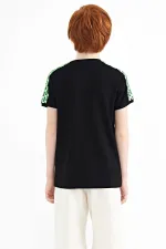 Tommylife Toptan O Yaka Standart Kalıp Baskılı Erkek Çocuk T-Shirt 11121 Siyah