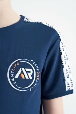 Tommylife Toptan O Yaka Standart Kalıp Baskılı Erkek Çocuk T-Shirt 11121 İndigo