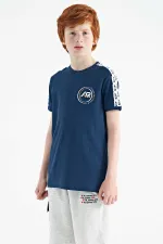 Tommylife Toptan Garson Boy O Yaka Standart Kalıp Baskılı Erkek Çocuk T-Shirt 11121 İndigo