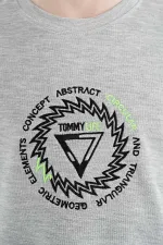 Tommylife Toptan O Yaka Standart Kalıp Erkek Çocuk T-Shirt 11115 Gri Melanj