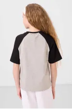 Tommylife Toptan O Yaka Pamuklu Baskılı Oversize Fit Kız Çocuk T Shirt 75179 Gri Melanj Tommylife Toptan O Yaka Pamuklu Baskılı Oversize Fit Kız Çocuk T Shirt 75179 Gri Melanj