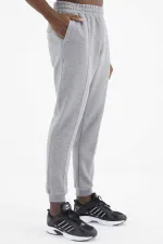 Tommylife Toptan Gri Melanj Bağcıklı Ön Dikiş Detaylı Standart Kalıp Erkek Eşofman Alt - 84994