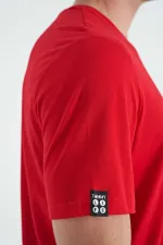 Tommylife Toptan O Yaka Standart Kalıp Basic Erkek T-Shirt 87911 Kırmızı