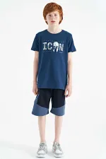 Tommylife Toptan O Yaka Standart Kalıp Erkek Çocuk T-Shirt 11118 İndigo
