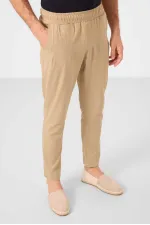 Tommylife Toptan Standart Fit Dokuma Hafif Esnek Chino Erkek Pantolon 82177 Koyu Bej