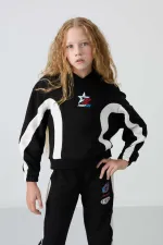 Tommylife Toptan 7-15 Yaş Kapüşonlu Oversize Kız Çocuk Eşofman Takımı 75166 Siyah Tommylife Toptan 7-15 Yaş Kapüşonlu Oversize Kız Çocuk Eşofman Takımı 75166 Siyah