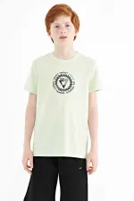 Tommylife Toptan O Yaka Standart Kalıp Erkek Çocuk T-Shirt 11115 Açık Yeşil