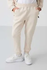 Tommylife Toptan 3-9 Yaş Dik Yaka Erkek Çocuk Eşofman Takımı 11256 Bej