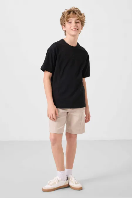 Tommylife Toptan Pamuklu Oversize Fit Dokuma Hafif Esnek Chino Erkek Çocuk Şort Takım 11276 Siyah-Taş Tommylife Toptan Pamuklu Oversize Fit Dokuma Hafif Esnek Chino Erkek Çocuk Şort Takım 11276 Siyah-Taş