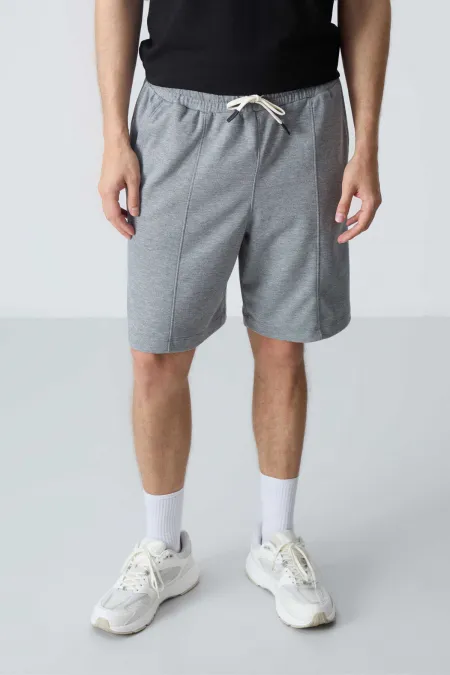Tommylife Toptan Comfort Fit Basic Erkek Şort 81277 Gri Melanj