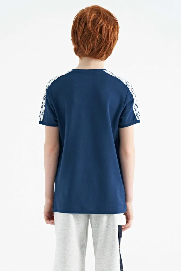 Tommylife Toptan O Yaka Standart Kalıp Baskılı Erkek Çocuk T-Shirt 11121 İndigo