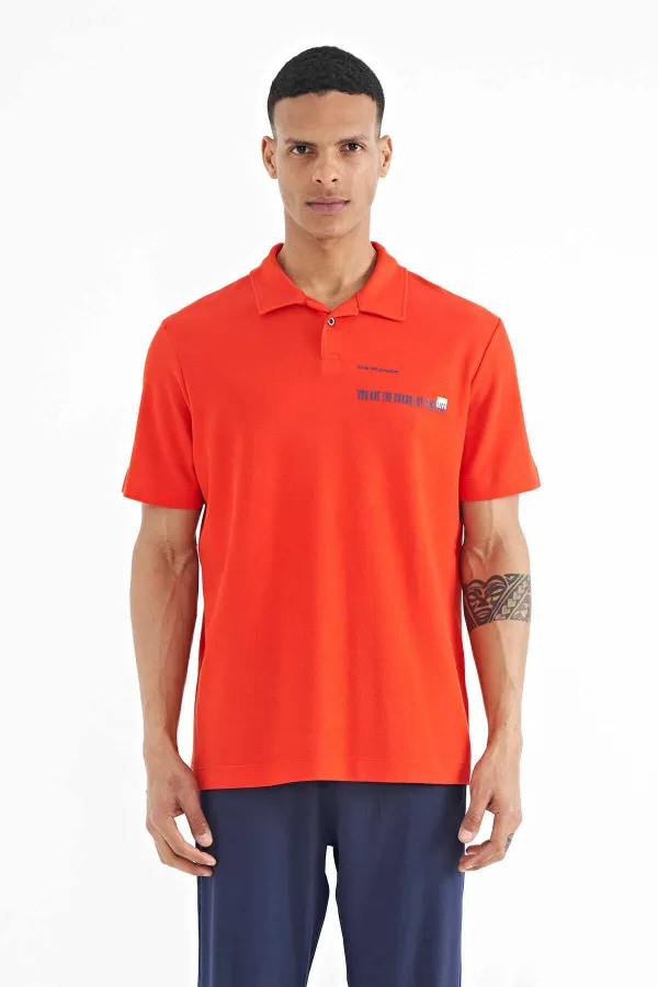 Tommylife Toptan Fiesta Yazı Baskılı Standart Form Polo Yaka Erkek T-Shirt - 88236