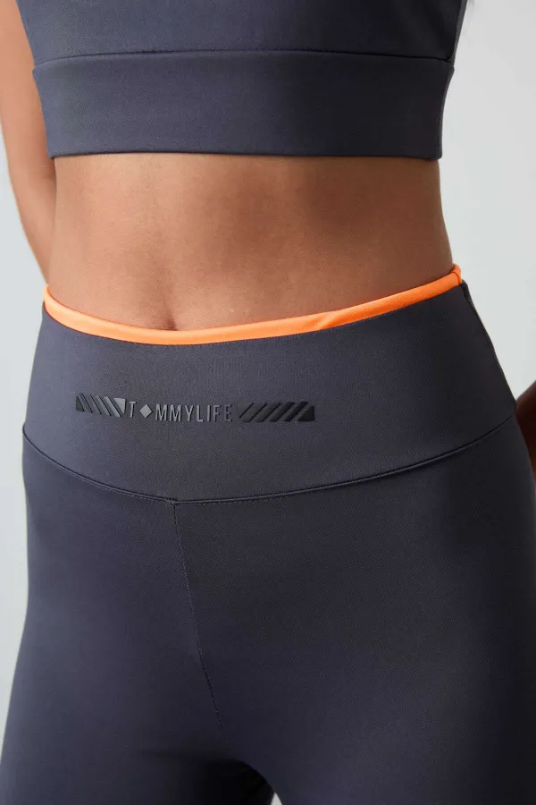 Tommylife Toptan Yüksek Bel Dar Paça Kadın Büstiyer Tayt Takım 95333 Antrasit