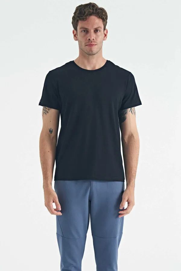 Tommylife Toptan Calvin O Yaka Standart Kalıp Basic Erkek T-Shirt 88245 Lacivert