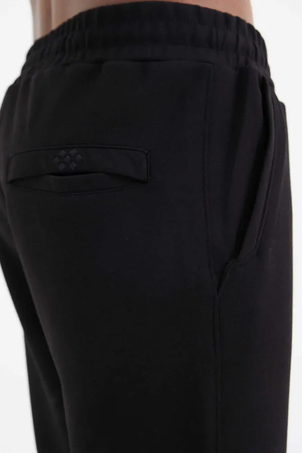 Tommylife Toptan Siyah Bağcıklı Ön Dikiş Detaylı Standart Kalıp Erkek Eşofman Alt - 84994