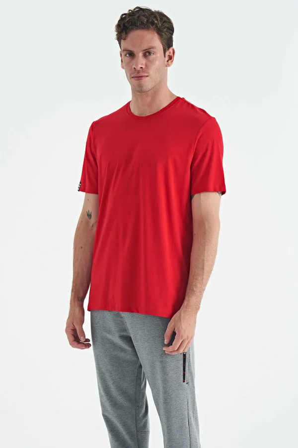Tommylife Toptan O Yaka Standart Kalıp Basic Erkek T-Shirt 87911 Kırmızı