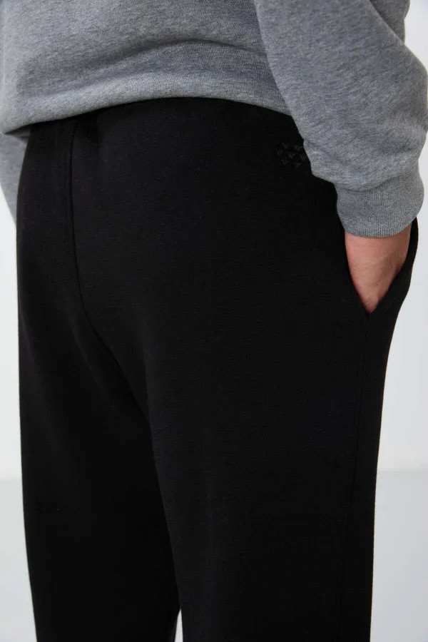 Tommylife Toptan Oversize Basic Düz Paça Erkek Eşofman Alt 82146 Siyah